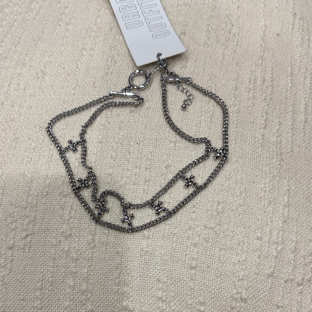 Urban Outfitters Silver tone (dark) Double Chain choker